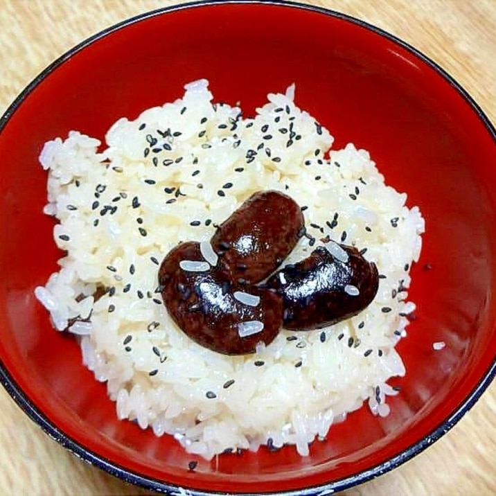 ほっくり甘い黒花豆のおこわ